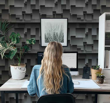 papel de parede preto desenho de quadrados - TenStickers