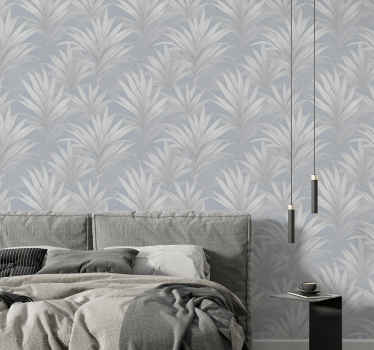 灰色墙纸 棕榈树叶 - TenStickers