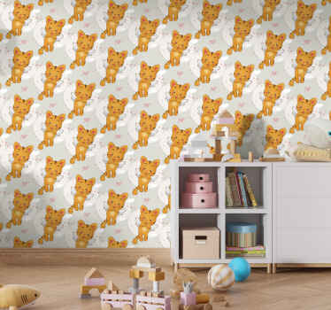 Angelic Cats Pattern cats wallpaper - TenStickers