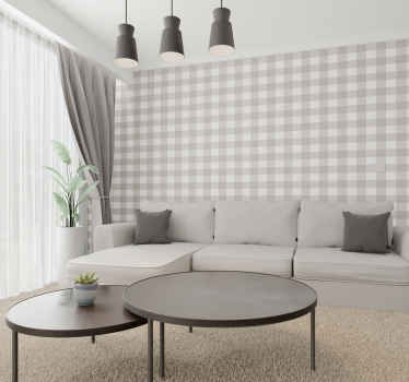 Papel tapiz cuadrados patrón beige y blanco - TenVinilo