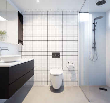 Papel tapiz cuadrados líneas finas en blanco y negro - TenVinilo