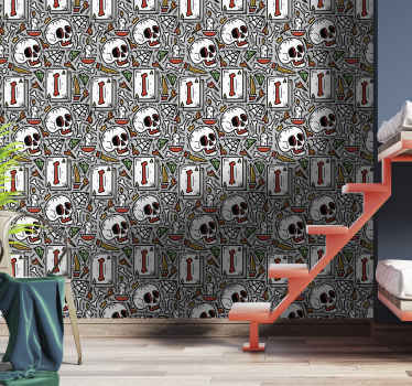 Skull Graffiti wallpaper teenage bedroom - TenStickers