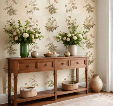 Floral tiles design entrance wallpaper - TenStickers
