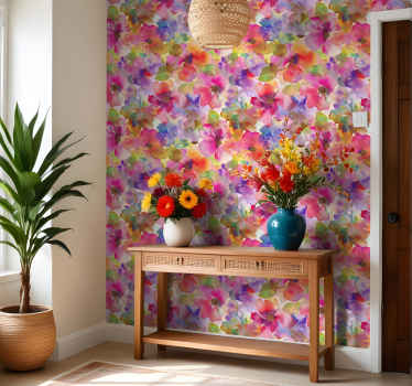 Multicolor flowers design entrance wallpaper - TenStickers