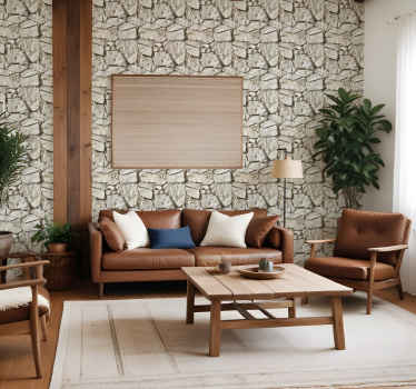 Lys beige sten tapet - TenStickers