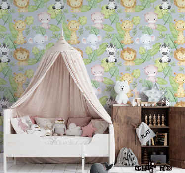 Baby design animal wallpaper - TenStickers