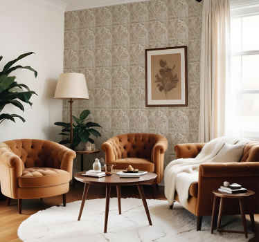 Papel tapiz barroco azulejos de color beige - TenVinilo