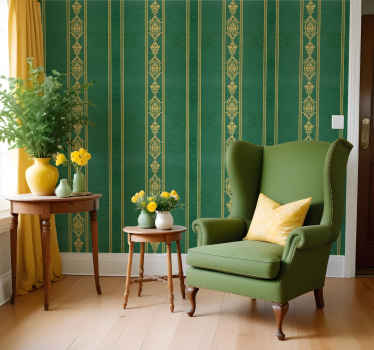 Vertical golden stripes baroque wallpaper - TenStickers