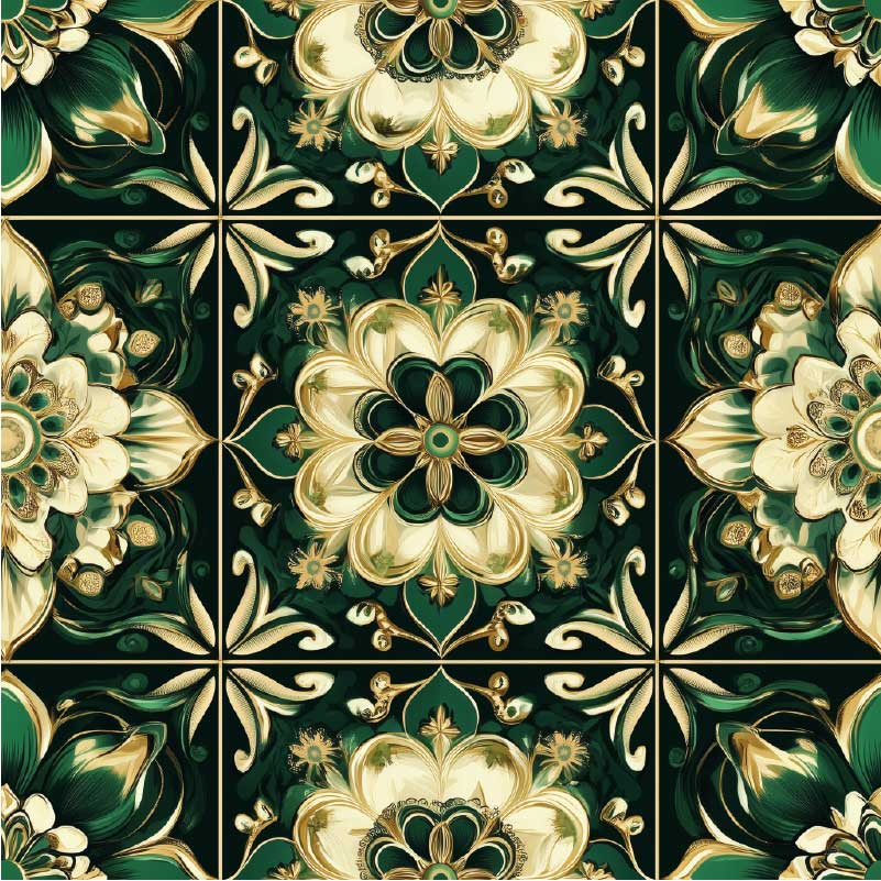 Tapete Küche botanische mosaikfliesen - TenStickers