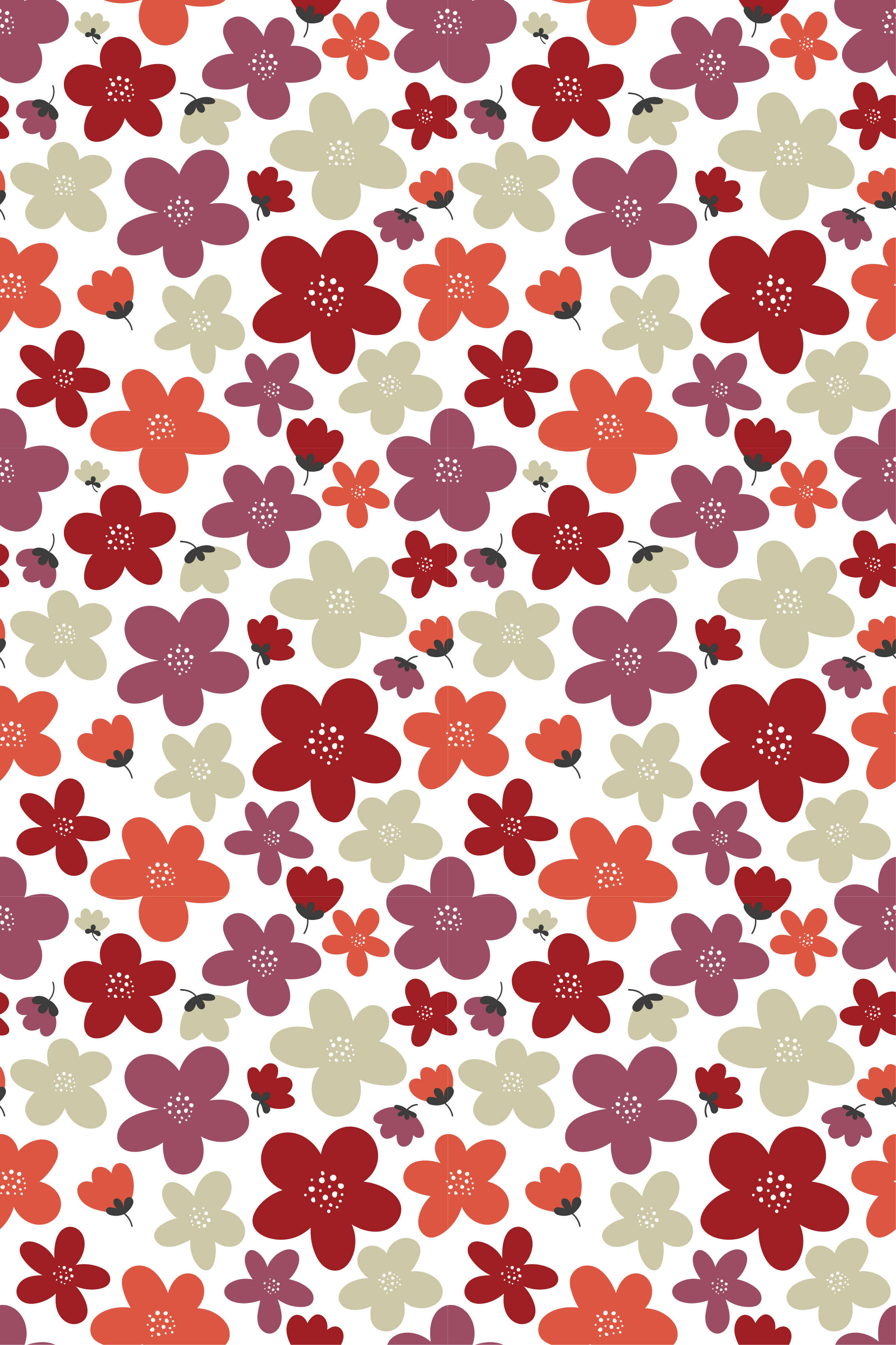 Tenstickers Behang scandinavi&euml; rood abstract bloemenpatroon