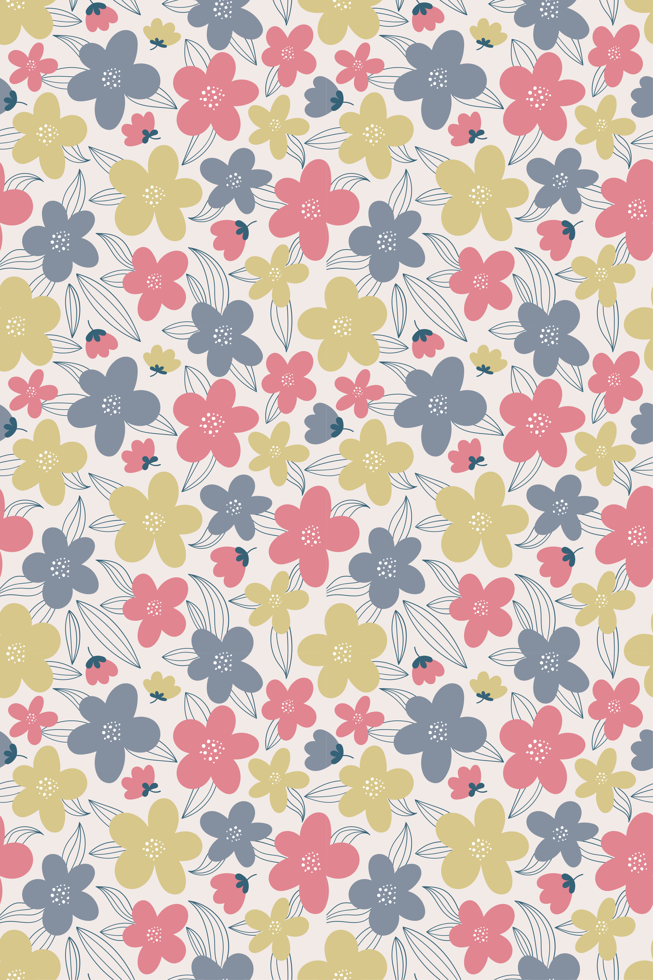 Tenstickers Behang scandinavi&euml; lichtgekleurde bloemenpatroon