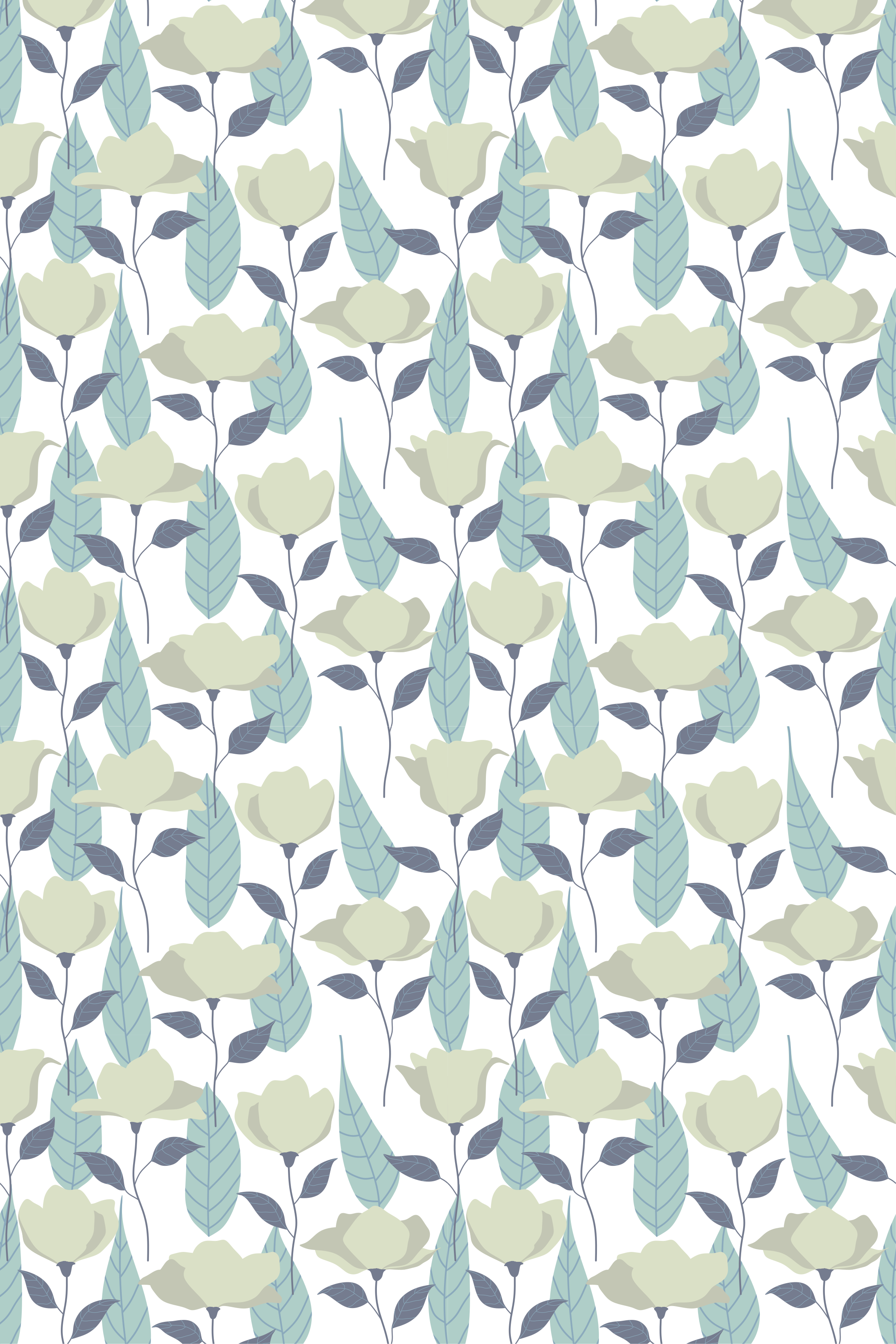 Tenstickers Behang scandinavi&euml; patroon van pastelkleuren planten