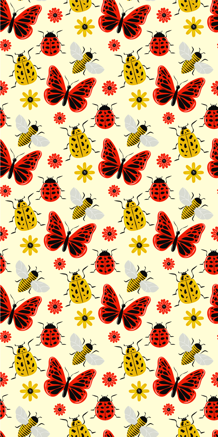 Tenstickers Behang scandinavi&euml; kleurrijk minimalistisch insectenpatroon