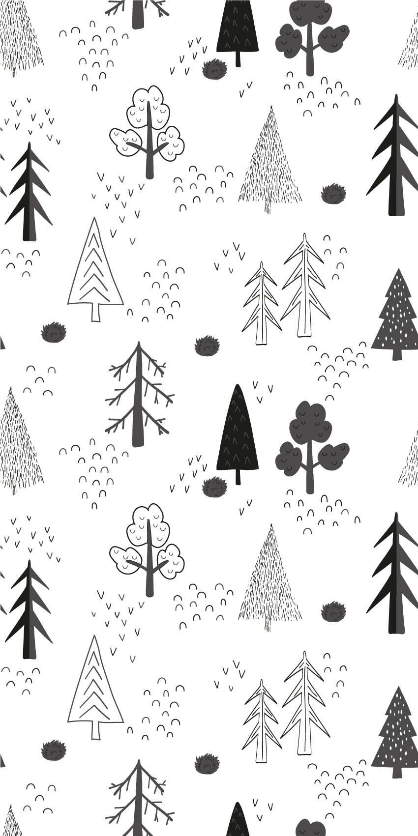 Tenstickers Behang scandinavi&euml; witte minimalistische bomen nordic stijl