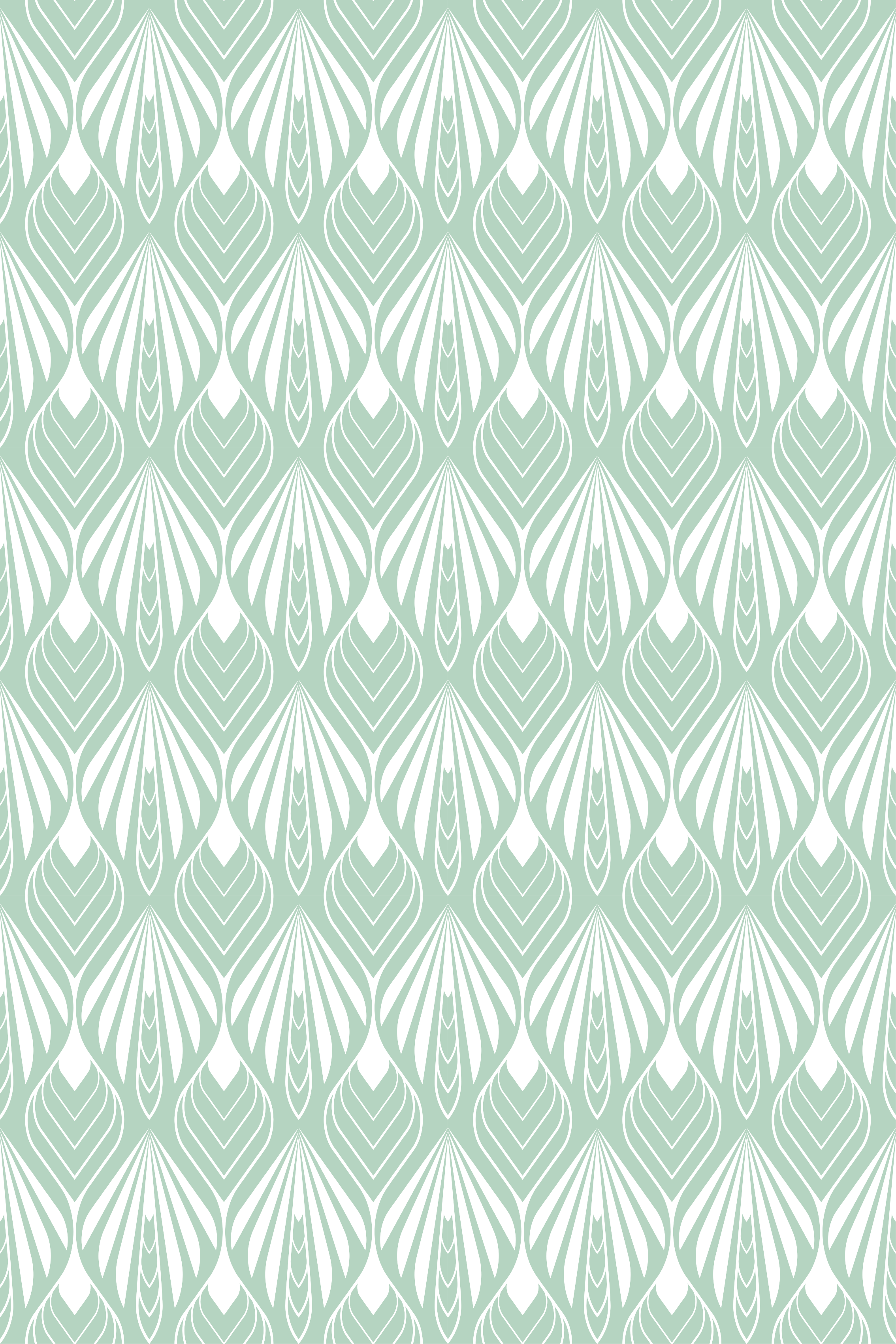 Tenstickers Behang scandinavi&euml; patroon van pastelgroene bladeren