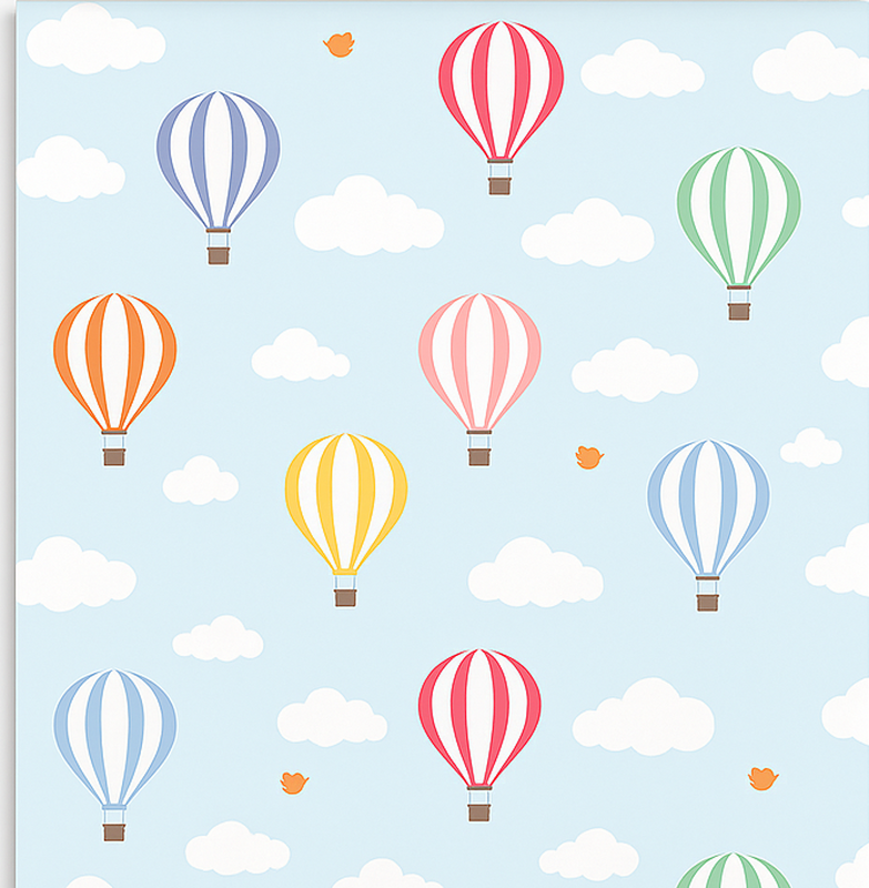 Tenstickers Behang scandinavi&euml; pastelgekleurde ballonvaart