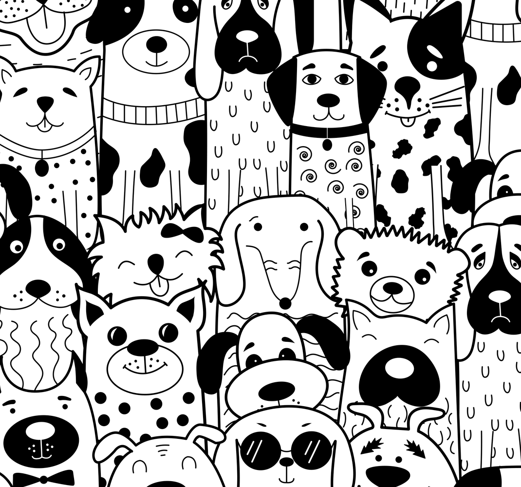 Papel pared infantil de perros dibujados - TenVinilo
