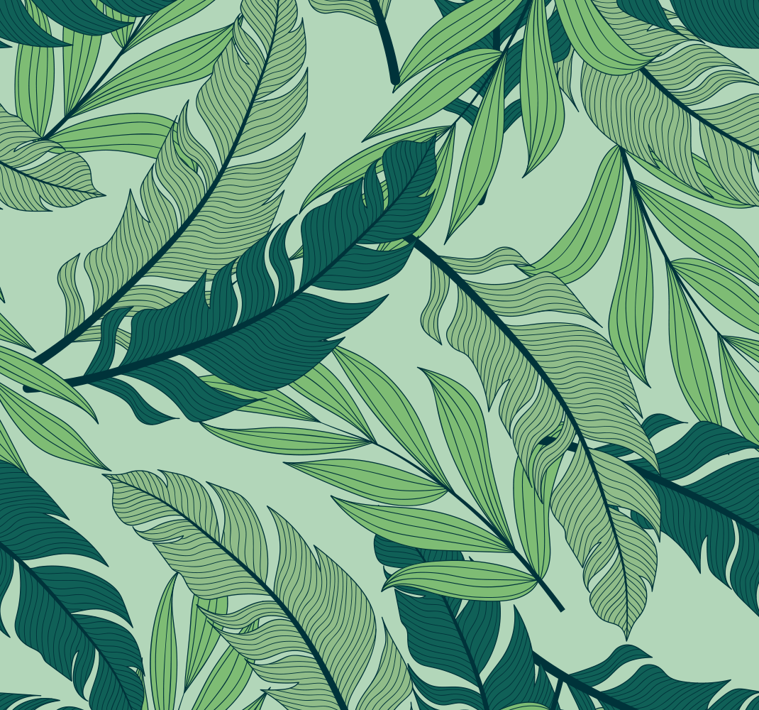 Wallpaper tropical leaves with green background - TenStickers