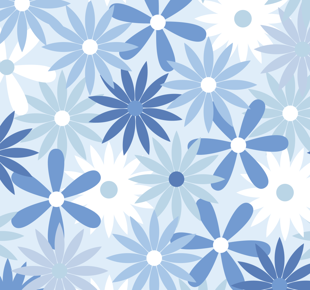 Vintage blå toner blomster blomst tapet - TenStickers