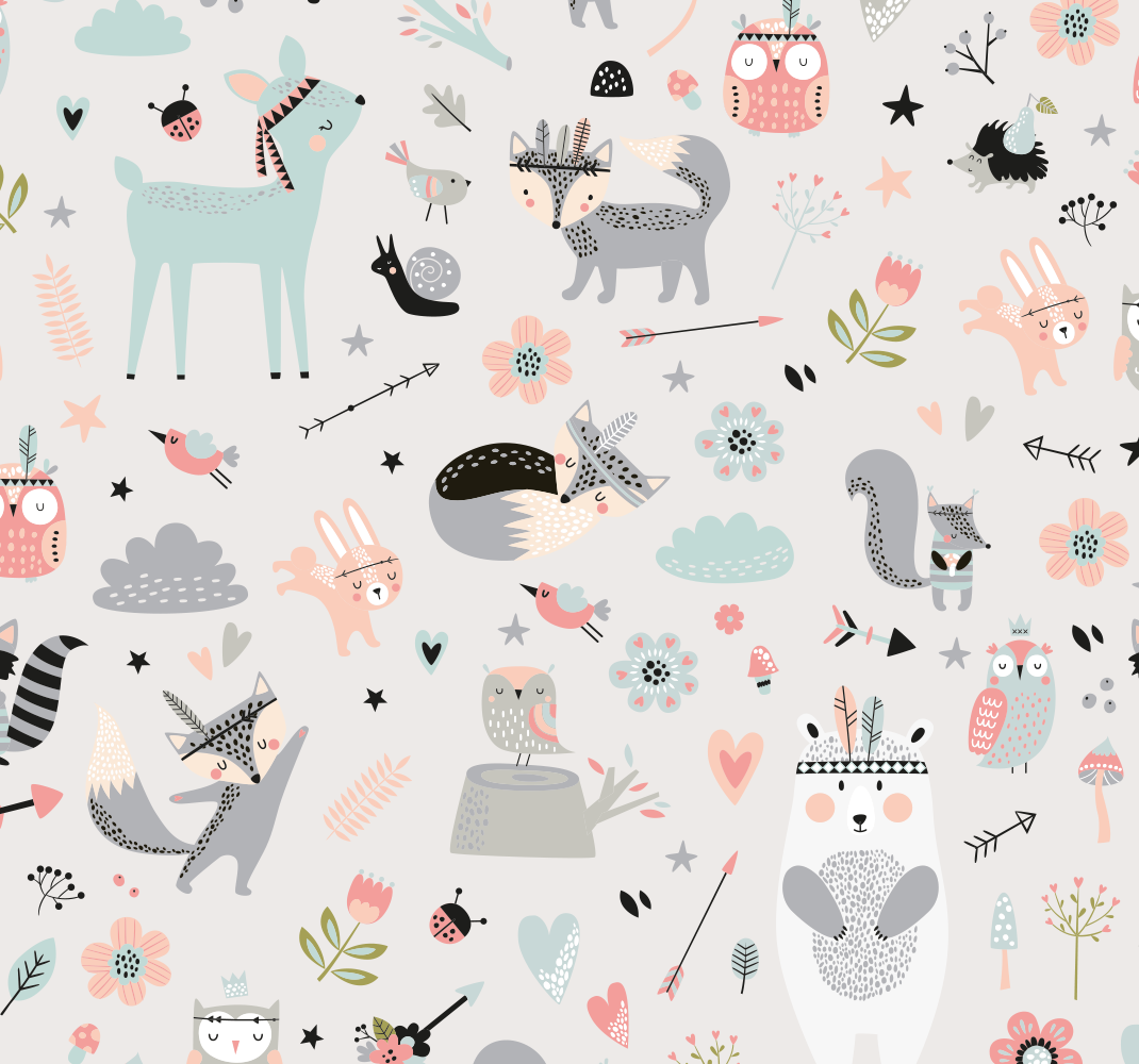 Nordic style forest themed wallpaper Kids Wallpaper - TenStickers