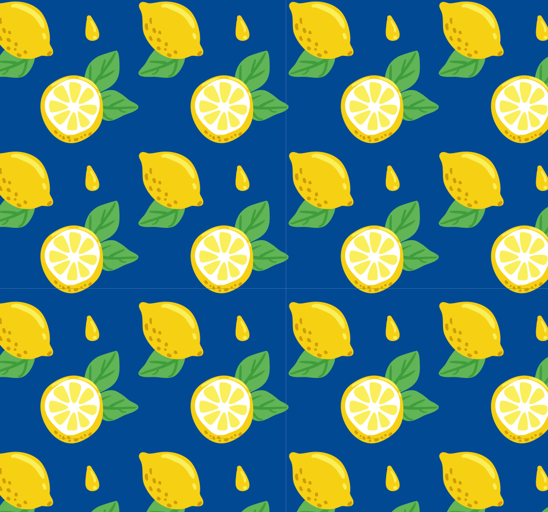 Blue and yellow lemon pattern kitchen wallpaper TenStickers