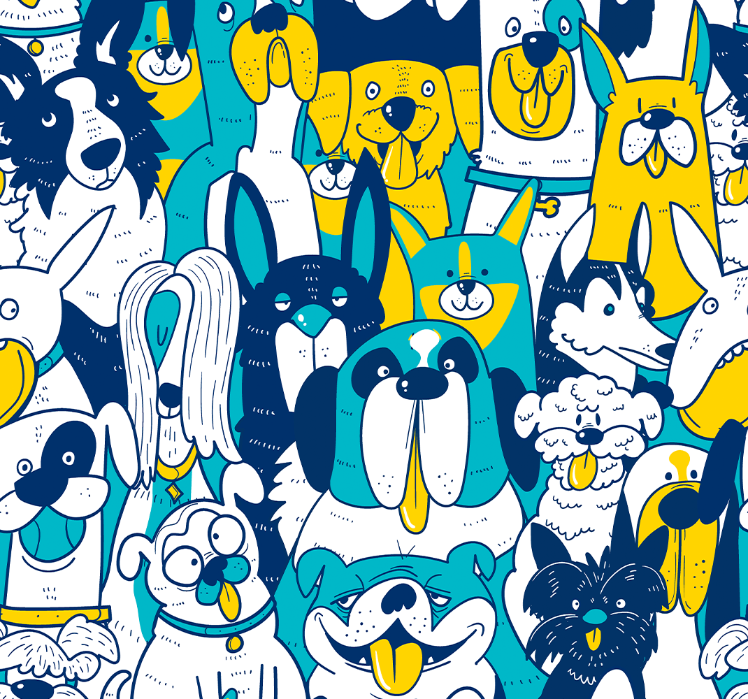 Hund sömlös patter cool djur tapet - Tenstickers, حجم الصورة 1070x1000