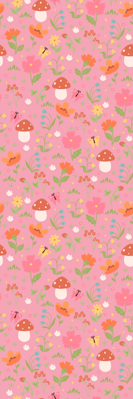 エレガントなピンクの花柄の壁紙 Tenstickers