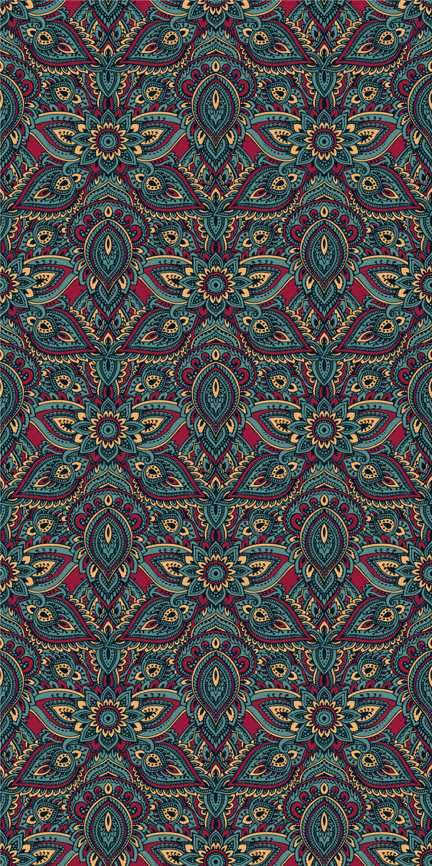 Red Indian pattern Classic Wallpaper patterns - TenStickers