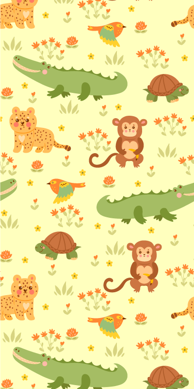 猿と鳥のジャングルの壁紙 Tenstickers