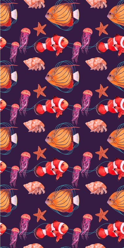 暗い背景の魚のクールな動物の壁紙 Tenstickers