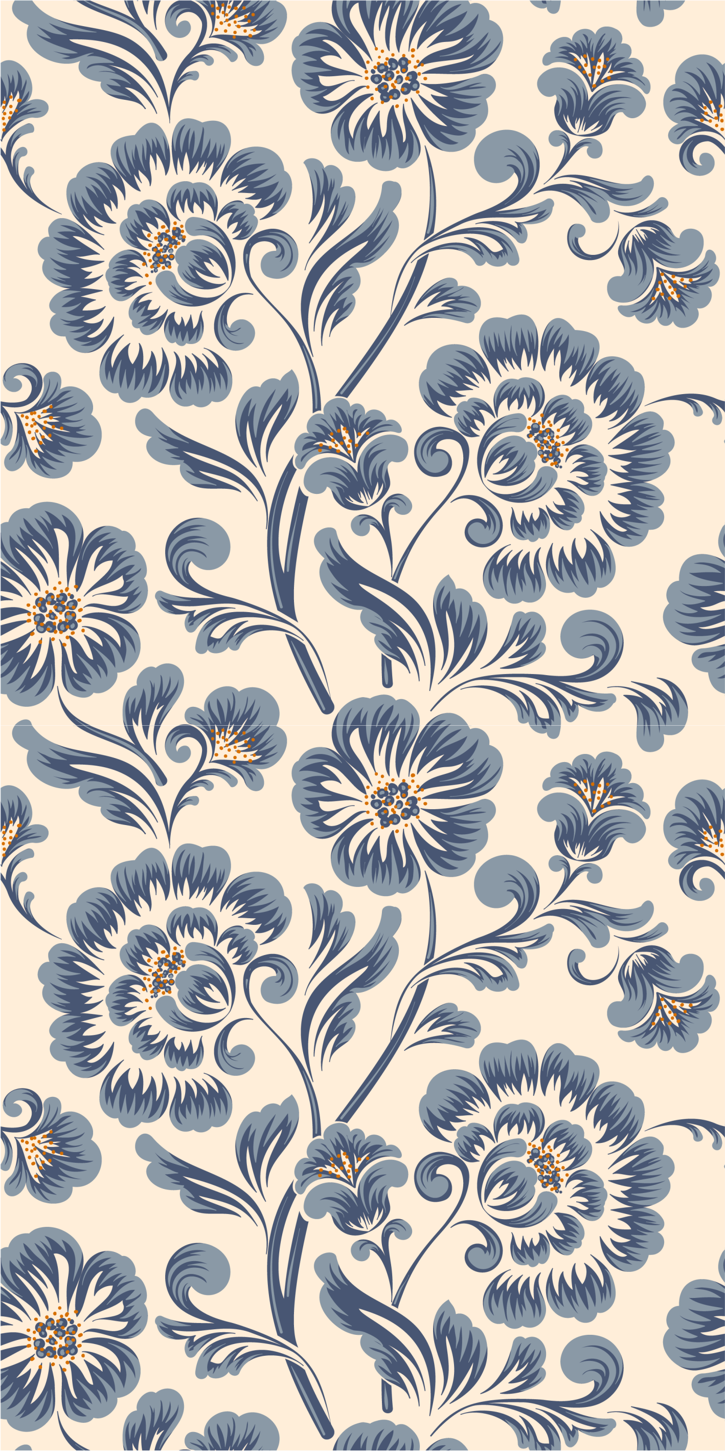 Wallpaper Seamless Vintage Blue Flower Pattern Stock Vector Royalty Free  435461497  Shutterstock