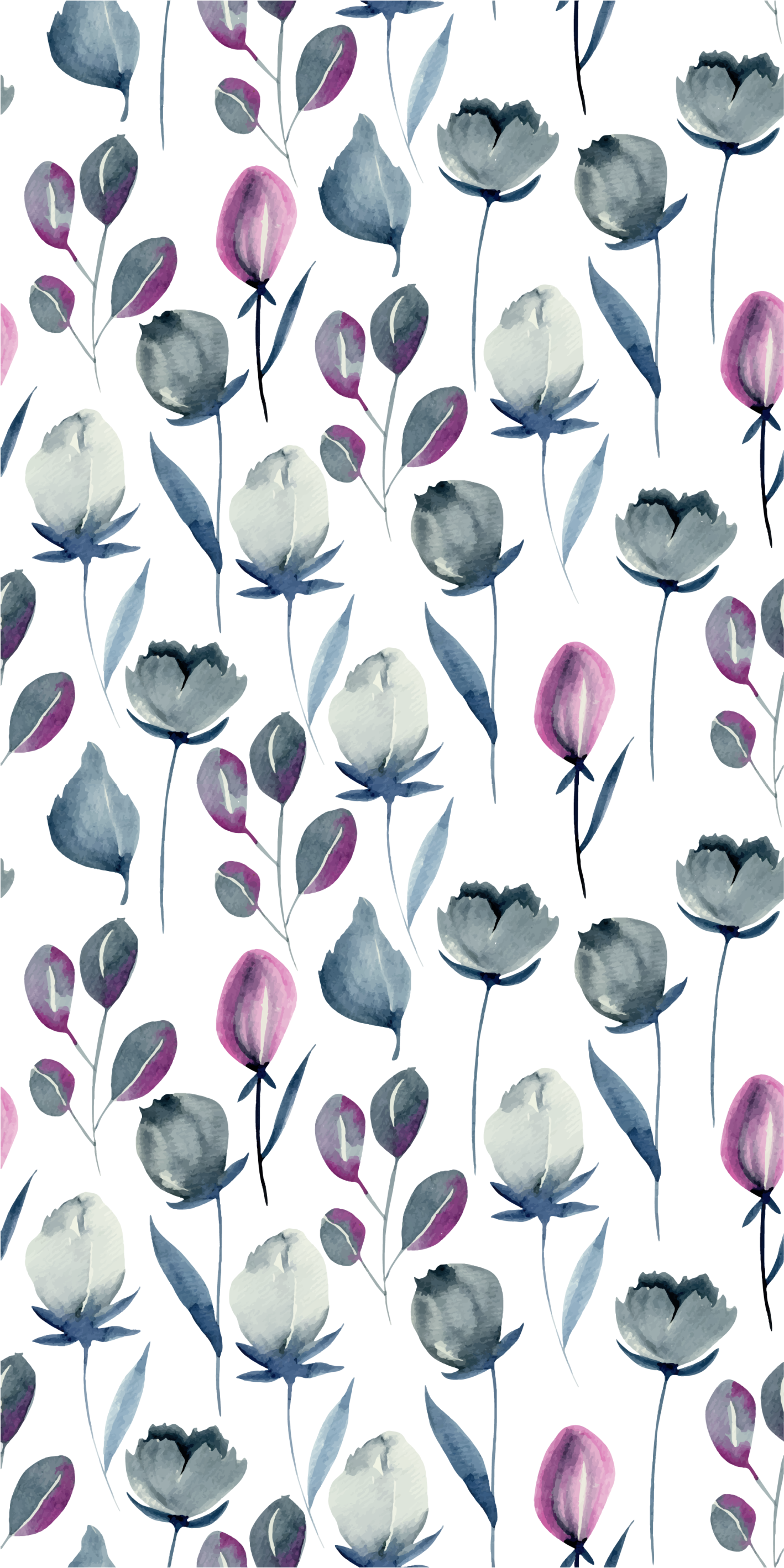 エレガントな藍色の花柄の壁紙 Tenstickers