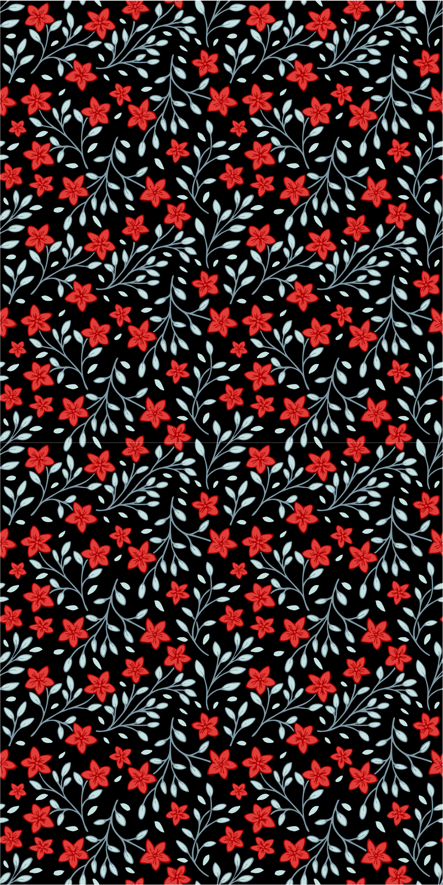 赤と黒の花柄の壁紙 Tenstickers