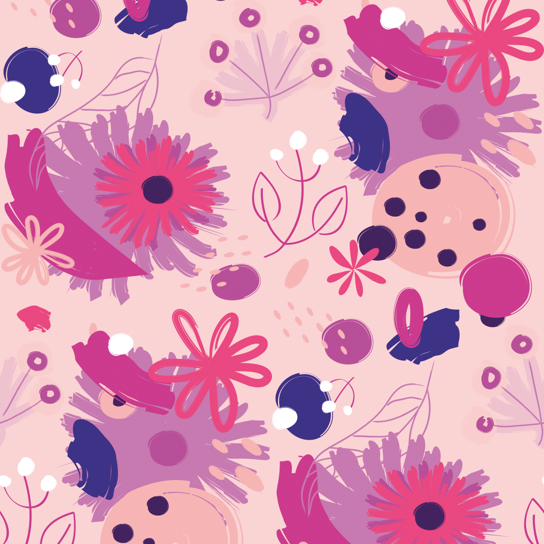 Abstract purple flowers floral wallpaper - TenStickers