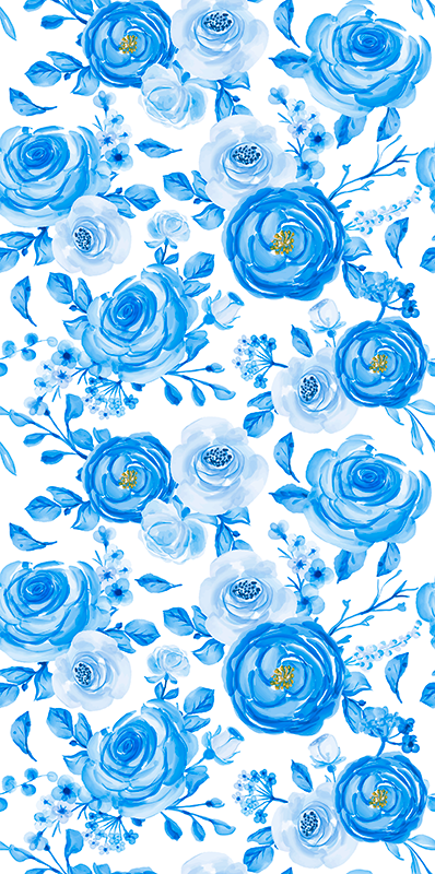 北欧スタイルの青い花自然の壁紙 Tenstickers