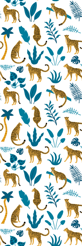 熱帯のヒョウ柄のラウンジの壁紙 Tenstickers