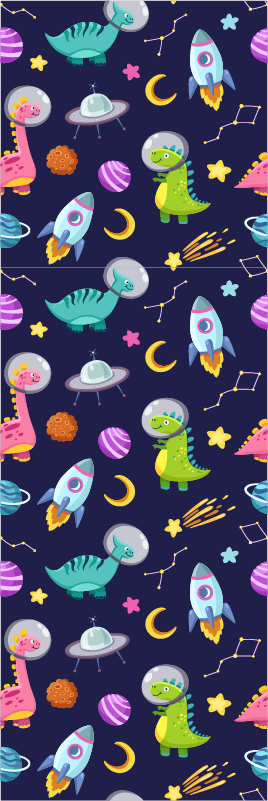 かわいいデザインの空間恐竜モダンな壁紙 Tenstickers