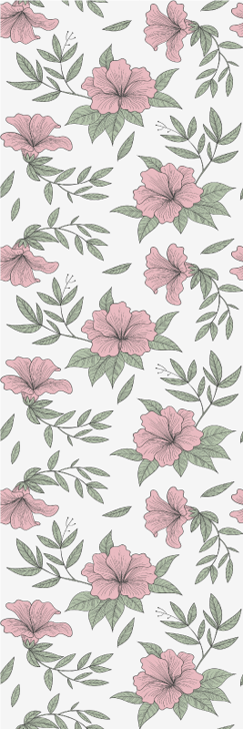 ミニマルな植物のピンクの花の壁紙 Tenstickers