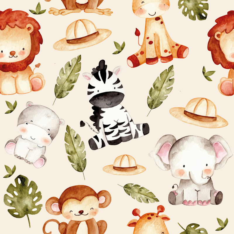 Beige safari Kids wallpaper - TenStickers