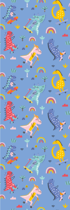 かわいいスケーター恐竜の子供の壁紙 Tenstickers