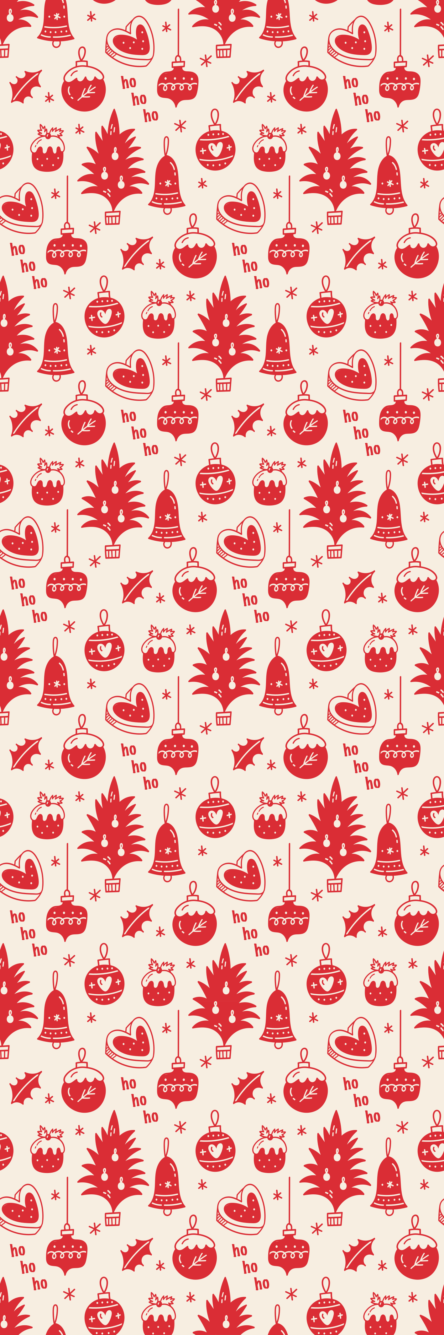 かわいい赤とピンクのクリスマスパターンの壁紙 Tenstickers