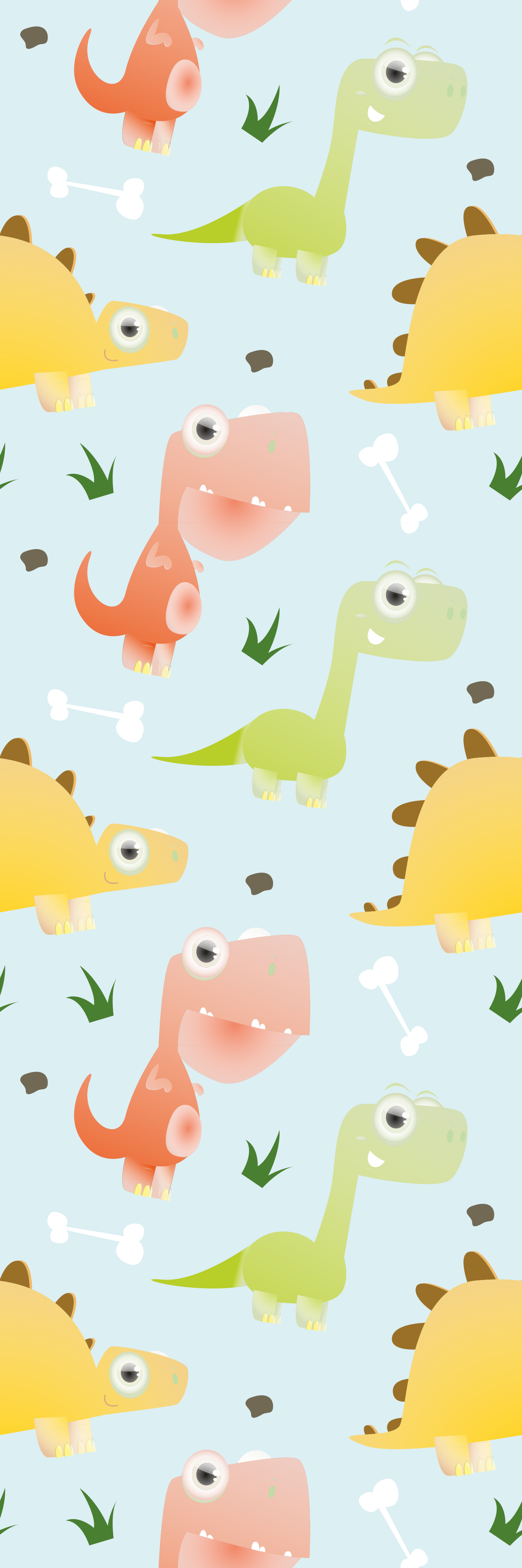 Papel pintado de dinosaurios Pequeño patrón de dinosaurio - TenVinilo