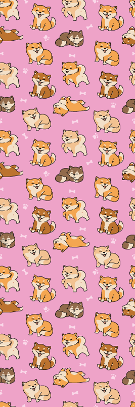 Nice pattern with corgi and pink background Kids Wallpaper - TenStickers