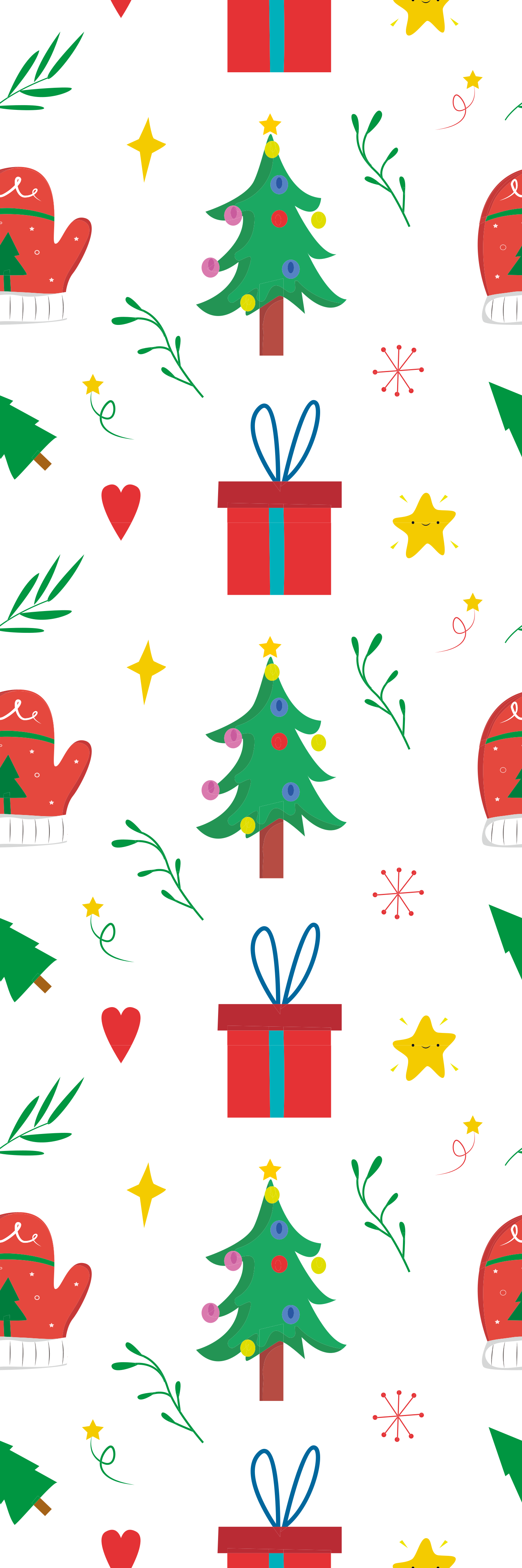 Colorful presents and gloves Xmas wallpaper - TenStickers
