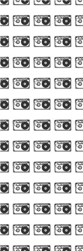 Black and white 80&rsquo;s cassette Retro Wallpaper - TenStickers