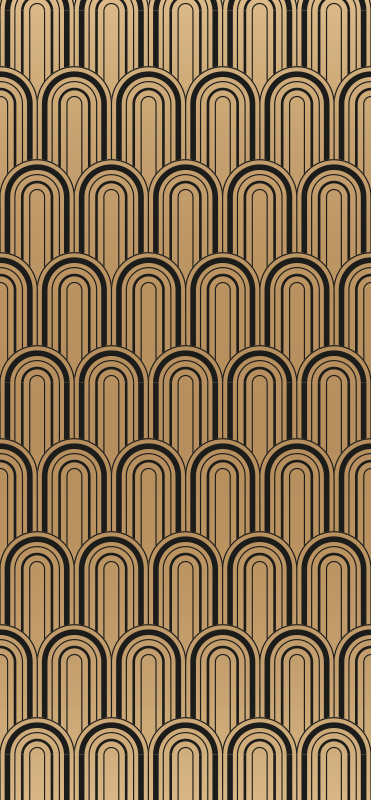 Golden arc art decor pattern retro wallpaper - TenStickers