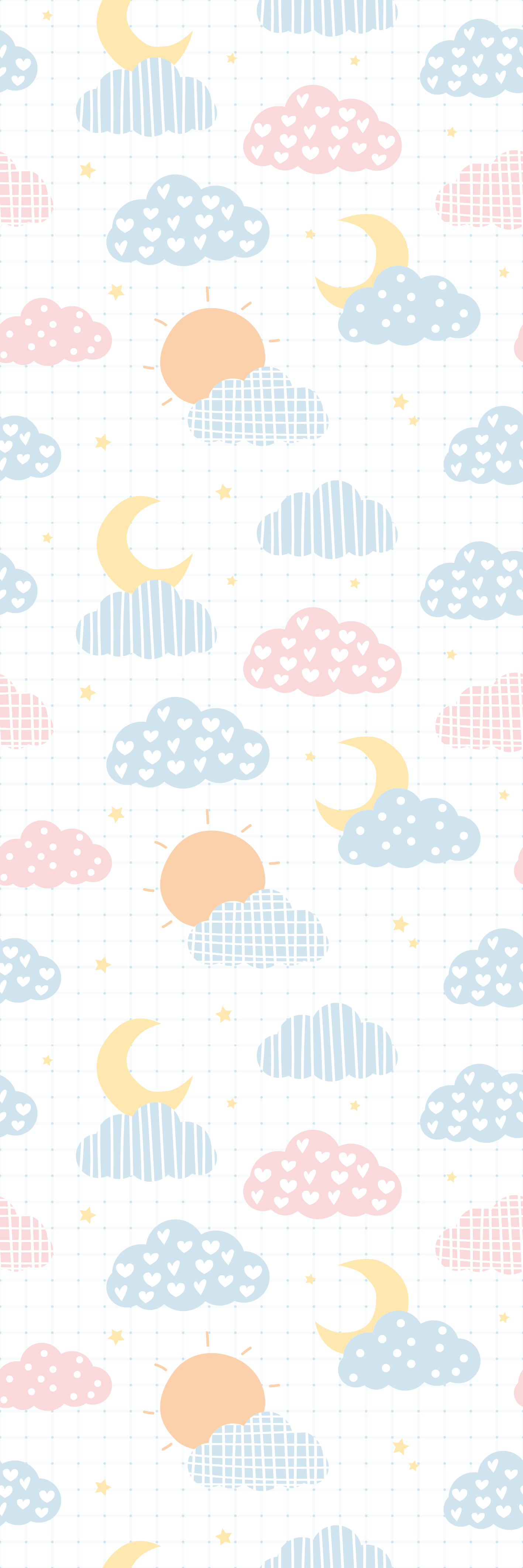 Cute Cloudy Patterns Kids Wallpaper - TenStickers