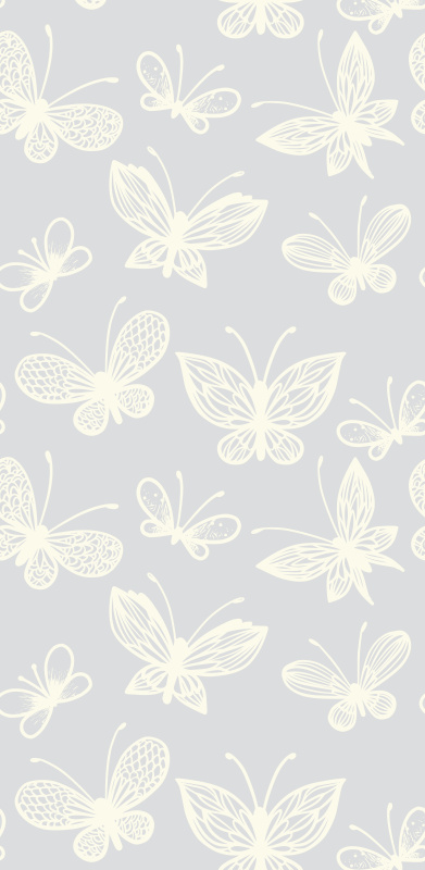 White and grey butterly pattern Kids Wallpaper - TenStickers