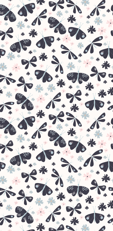 黒の点線の蝶のパターンのトイレの壁紙 Tenstickers