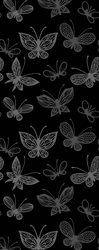 暗い蝶のパターンのトイレの壁紙 Tenstickers
